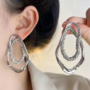 Solanales Double Loop Post Earrings Silver Clear C Z Alexis Bittar STYLE JA08
